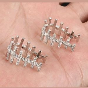 Huge sterling lattice spine Topaz earrings